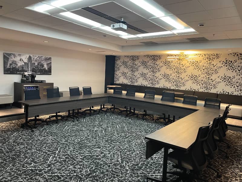 image of a conference room in the shape of a horseshoe